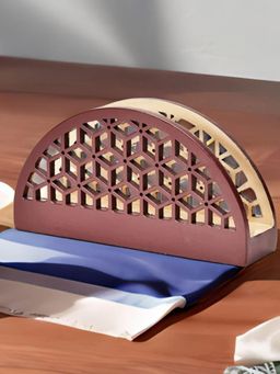 At Home by Nilkamal - Mdf Wooden Napkin Holder (Brown & Beige)