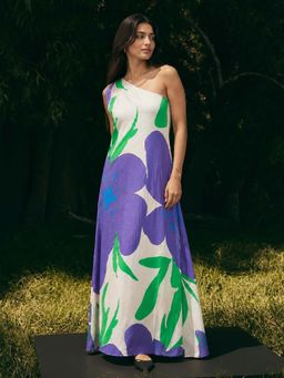 Poppi - Aster White Printed Maxi Dress