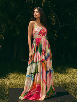 Poppi - Primrose Beige Printed Maxi Dress