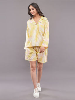 FELRIO - Striped Lounge Yellow Shirt with Shorts