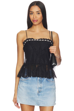Alice + Olivia - Alessia Lace Ruffle Crop Top