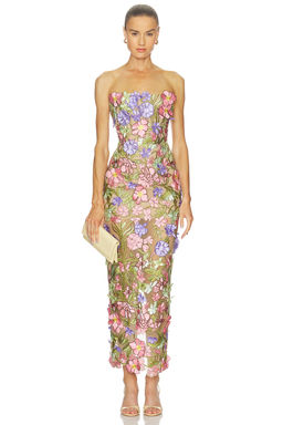 Bronx and Banco - Iris Floral Maraya Strapless Ankle Dress