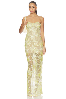 Bronx and Banco - Daffodil Sequin Dahlia Strapless Dress