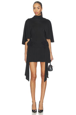 David Koma - 3D Lace Flower Detail Draped Sleeve Dress