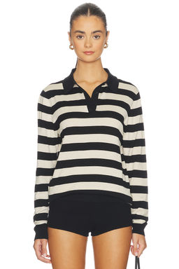 Enza Costa - Stripe Silk Knit Polo T-Shirt