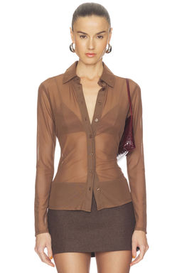 Good American - Mesh Button Up Top