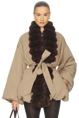 Helsa - Bubble Puffer With Faux Fur