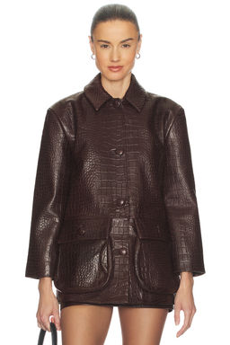 Helsa - Schoolyard Jacket in Leather With Croc Emboss