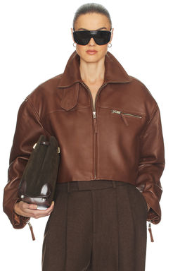 Helsa - The Leather Oversized Moto Jacket in Smooth Leather
