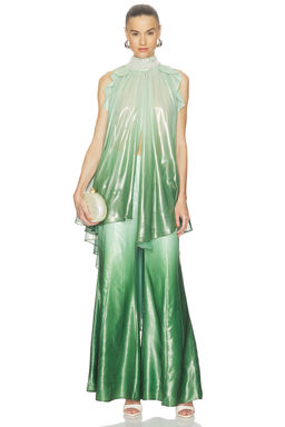 La Fuori - Iridescent Sage Embroidered Top