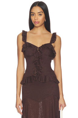 Runaway The Label - Roxelle Ruffle Split Front Top