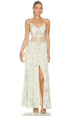 self-portrait - Yellow Metallic Chiffon Dress