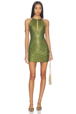 self-portrait - Olive Rhinestone Dress