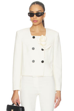 self-portrait - Cream 3d Flower Jacket