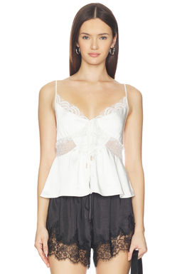 self-portrait - White Satin Lace Top
