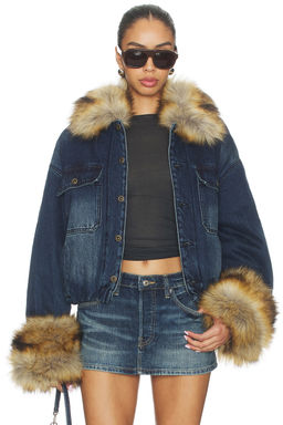 WE11DONE - Faux Fur Denim Jacket