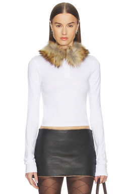WE11DONE - Faux Fur Collar T-shirt