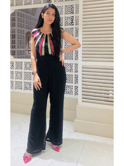 Galocher Clothing - Party Wear Black Color Embroidered Jumpsuit