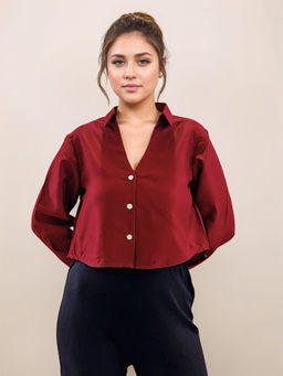 Zink London - Women Maroon Solid Shirt
