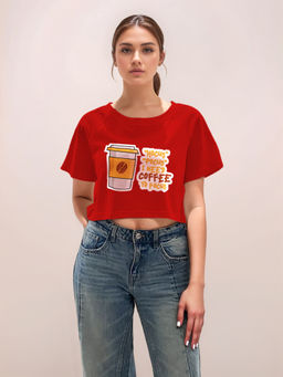 Zink London - Women Red Graphic Crop T-Shirt