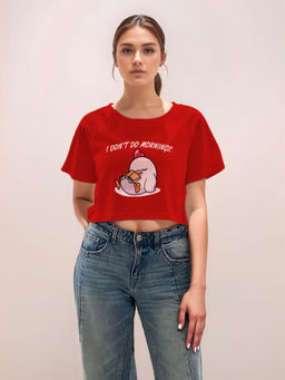 Zink London - Women Red Graphic Crop T-Shirt
