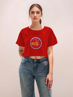 Zink London - Women Red Graphic Crop T-Shirt