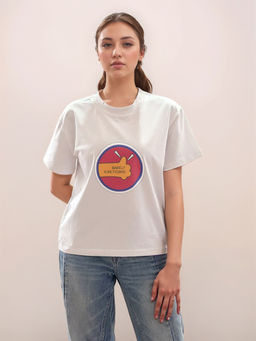 Zink London - Women White Graphic T-Shirt