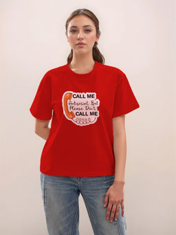 Zink London - Women Red Typography T-Shirt