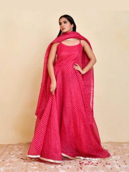 Bannhi - Pink Ratna Anarkali Dress with Dupatta