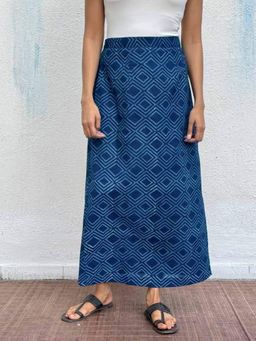 Chidiyaa - Indigo Bunting Block printed Cotton Skirt
