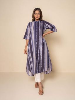 Kameez - Cloud Blue Digital Print Cotton Kurta with Pant