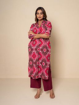 Kameez - Red Muse Digital Print Cotton Kurta with Pant