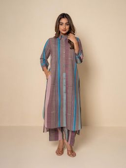 Kameez - Mosaic Charm Digital Print Multi-Color Cotton Co-Ord Set