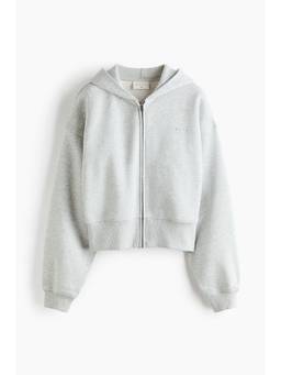 H&M - Women Grey Cropped Sports Hooded Jacket