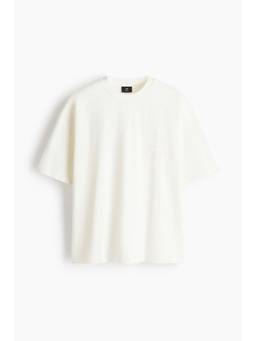 H&M - Men White Oversized Fit Motif-Detail Cotton T-Shirt