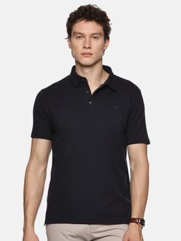 MELVIN JONES - Black Solid Pattern Polo T -Shirt