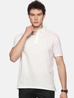 MELVIN JONES - White Solid Pattern Polo T -Shirt