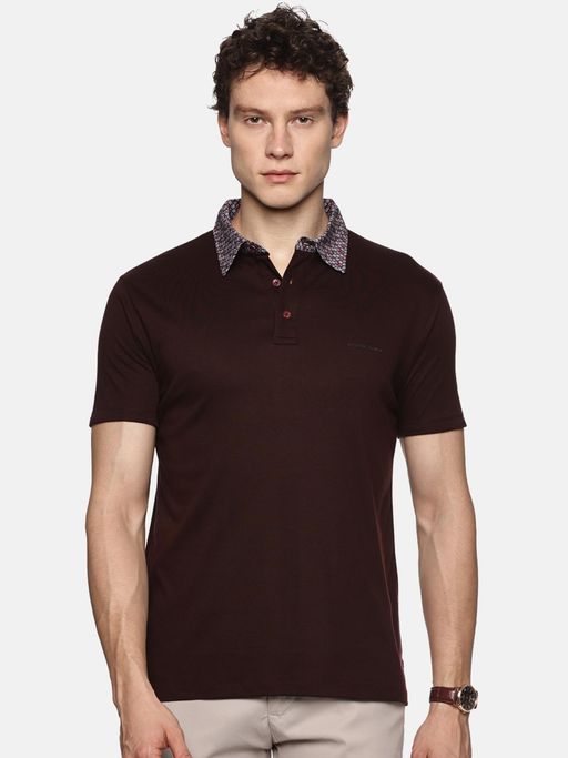 MELVIN JONES Dark Maroon Solid Polo T-Shirt