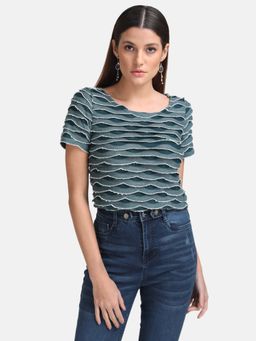 Kazo - Green Scalloped Boxy Fit Top