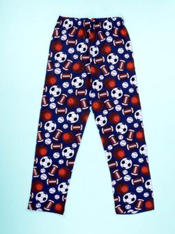 KiddoPanti - Boys Single Pocket Cotton All-Over Foot Ball Print Pyjama