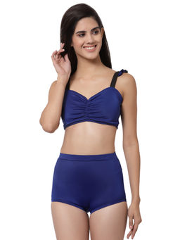 Cukoo - Padded Criss Cross Back Two piece Tankini Swimwear - Blue