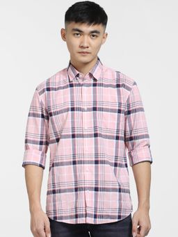 Jack & Jones - Light Pink Check Full Sleeves Shirt