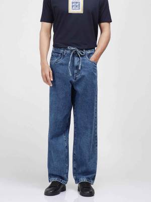 Buy Rare Rabbit Blue Solid Loose Fit Jeans (28) Online