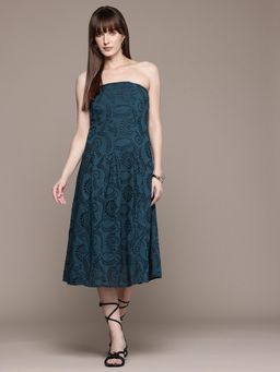 Label Ritu Kumar - Navy Blue Fashion Flair Midi Dress