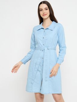 Styli - Womens Denim Blue Dress