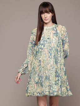 Label Ritu Kumar - Full Sleeves Printed Short Dress