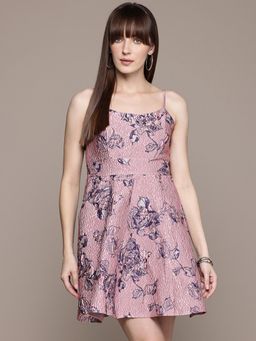 Label Ritu Kumar - Pink Delilah Round Neck Short Dress