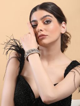 Auraa Trends - 22Kt Gold Plated Kundan White Stone Kada