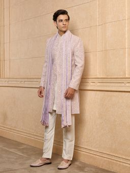 TASVA - Sherwani With Kurta & Aligarhi Pyjama Stole