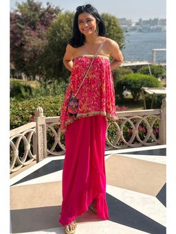 Old Marigold - Aleesa Off-Shoulder Hot Pink Top with Skirt